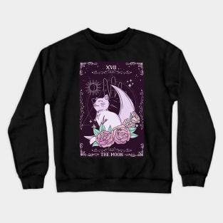 Tarot Card Crescent Moon Cute Cat Roses Cosmic Magic Crewneck Sweatshirt